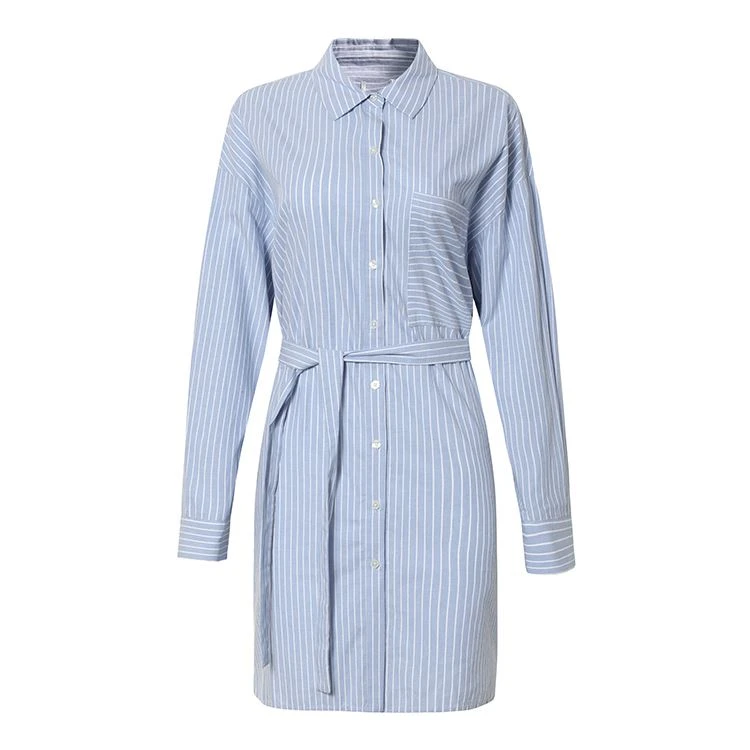 Fashionable Striped Shirt Dress